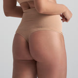 Bye bra - Seamless Højtaljet String Beige