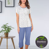 Lady avenue - Bambus Pyjamas Med Capri Buks Dot Blue