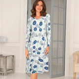 Lady avenue - Bambus Natkjole Lang Blue/grey Floral