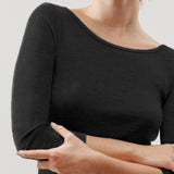 Chantelle - T-shirt L/æ I Uld/silke Sort