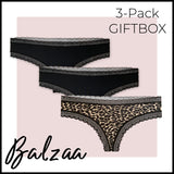 Balzaa - Giftbox 3 Pieces Surprise Me String Svart/Leo/Svart