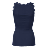 Rosemunde - Classic Silke Top Med Blonde Navy