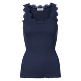 Rosemunde - Iconic Silke Top Med Blonde Navy