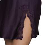 Lady avenue - Sidenchemise med Spets Aubergine