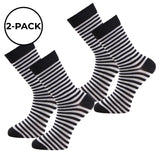 Trofé - 2-pak Bambus Strømpe Strib Sort