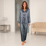 Lady avenue - Satin De Luxe Pyjamas Turbulence/grey