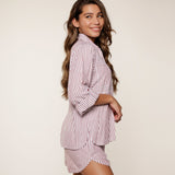 Lingadore - Pyjamas Sæt Kort Soft Bordeaux Stripes