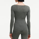 Chantelle - T-shirt L/æ I Uld/silke Slate Grey
