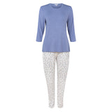 Lady avenue - Bambus Pyjamas 3/4 ÆRme Blue/rose