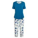 Lady avenue - Bambus Pyjamas Blue/grey Floral