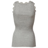 Rosemunde - Classic Silke Top Med Blonde Light Grey Melange