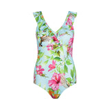 Lentiggini swimwear - Volante Badedragt Aqua Blue/pink