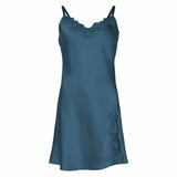 Lady avenue - Silke Chemise Med Slids Dark Petrol