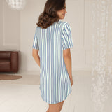 Lady avenue - Bambus Natkjole Blue/grey Stripe