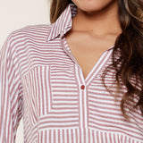 Lingadore - Pyjamas Sæt Kort Soft Bordeaux Stripes