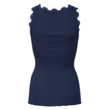 Rosemunde - Iconic Silke Top Med Blonde Navy