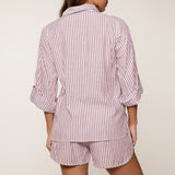 Lingadore - Pyjamas Sæt Kort Soft Bordeaux Stripes