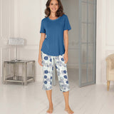 Lady avenue - Bambus Pyjamas Blue/grey Floral