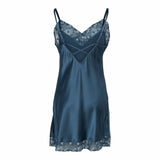 Lady avenue - Silke Chemise Med Slids Dark Petrol