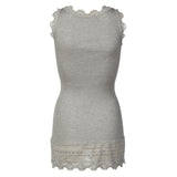 Rosemunde - Silke Top Med Blondekant Light Grey Melange