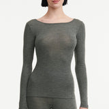 Chantelle - T-shirt L/æ I Uld/silke Slate Grey