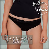 Balzaa - Bali Bambu 3-PAK String Svart