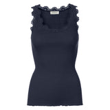 Rosemunde - Iconic Silke Top Med Blonde Navy