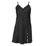 Lady avenue - Silke Chemise slip med blonde Sort
