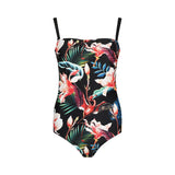 Lentiggini swimwear - Blomstret Stropløs Badedragt Black/multicolour