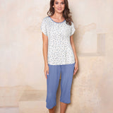 Lady avenue - Bambus Pyjamas Med Capri Buks Dot Blue