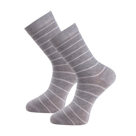 Trofé - 2-pak Bambus Stømpe Smal Strib Grå