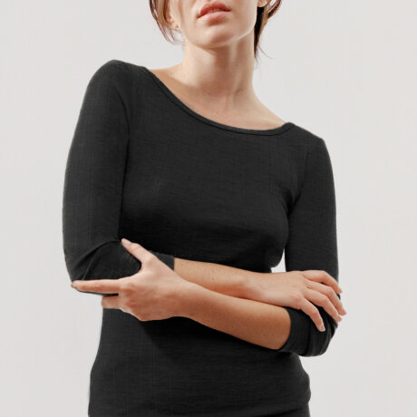 Chantelle - T-shirt L/Æ i Uld/Silke Sort