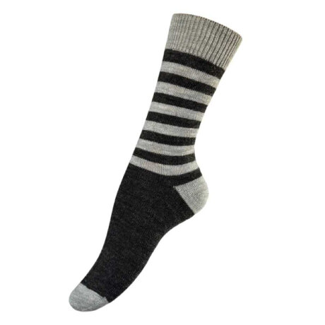 Festival - Alpaka Uld Strømper Stribet Anthracite/Grey