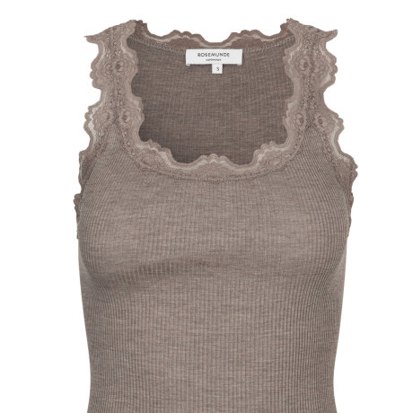Rosemunde - Iconic Silke Top med Blonde Brown Melange