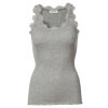 Rosemunde - Classic Silke Top med Blonde Light Grey Melange