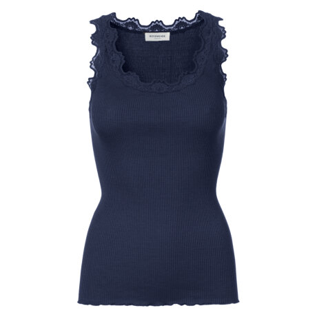 Rosemunde - Classic Silke Top med Blonde Navy