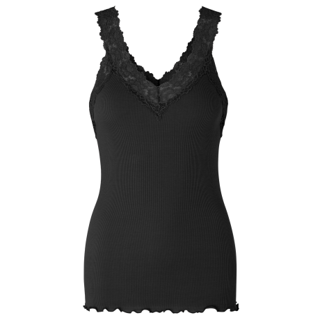 Rosemunde - Bomuldstop med Blonder Sort