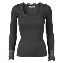 Rosemunde - Silke Bluse med Blondekant Dark Grey Melange