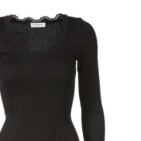 Rosemunde - Silke Bluse med Blondekant Sort
