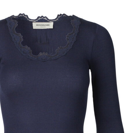 Rosemunde - Silke Bluse med Blondekant Navy