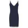 Rosemunde - Natkjole med Blonder Dark Blue