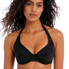 Freya - Jewel Cove Halterneck Top Plain Black