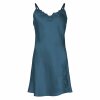 Lady avenue - Silke Chemise med Slids Dark Petrol