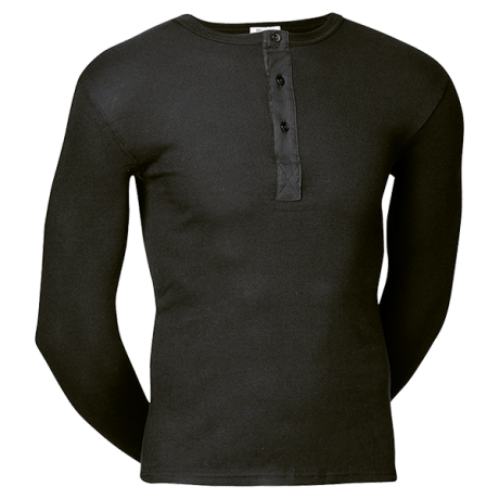 JBS Herre - Original Bomuld Långärmad T-shirt med knap Svart