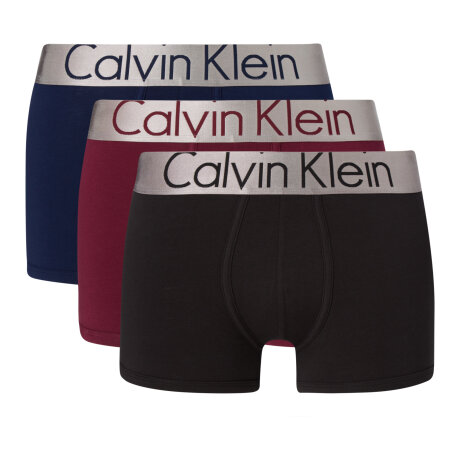 Calvin Klein Herre - 3pk Steel Cotton Trunks SvartRöd/Blå